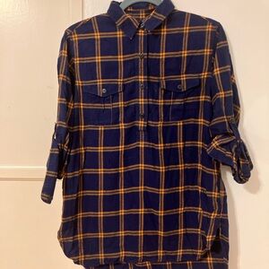 Uniqlo Blue and Orange Plaid Shirt